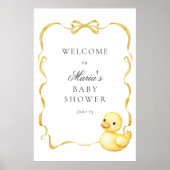 Yellow Duck and Ribbons Baby shower Welkomstbord Poster (Voorkant)