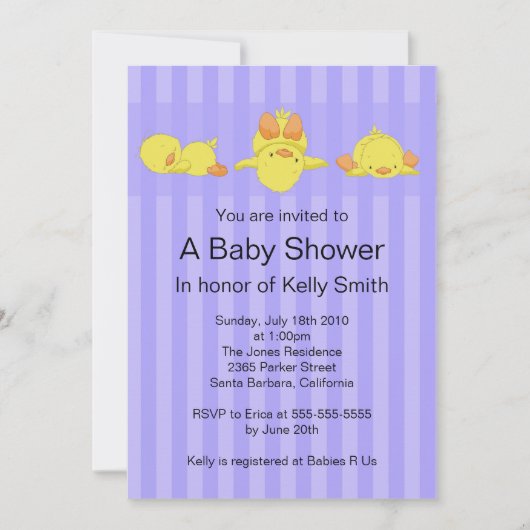 Yellow Duck Baby shower Invitation Kaart (Voorkant)