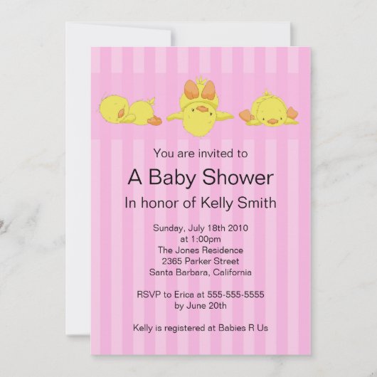 Yellow Duck Baby shower Invitation Kaart (Voorkant)