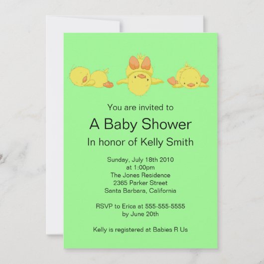 Yellow Duck Baby shower Invitation Kaart (Voorkant)