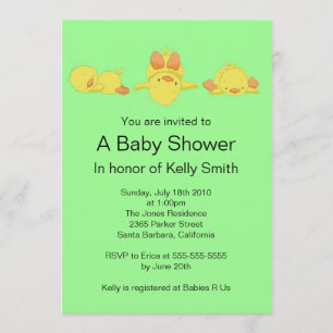 Yellow Duck Baby shower Invitation Kaart