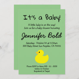 Yellow Duck Baby shower Invitation Kaart