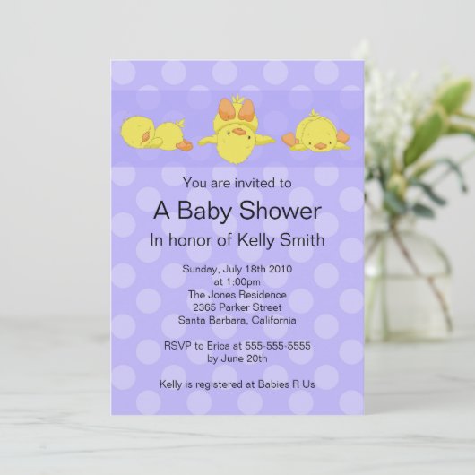 Yellow Duck Baby shower Invitation Kaart (Staand voorkant)