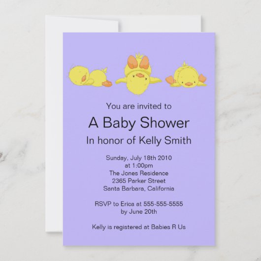 Yellow Duck Baby shower Invitation Kaart (Voorkant)