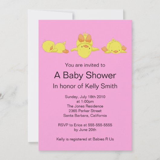 Yellow Duck Baby shower Invitation Kaart (Voorkant)
