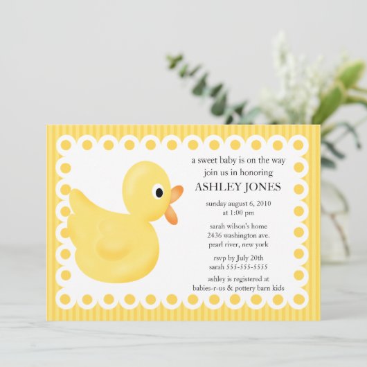 Yellow Duck Baby shower Invitation Kaart (Staand voorkant)