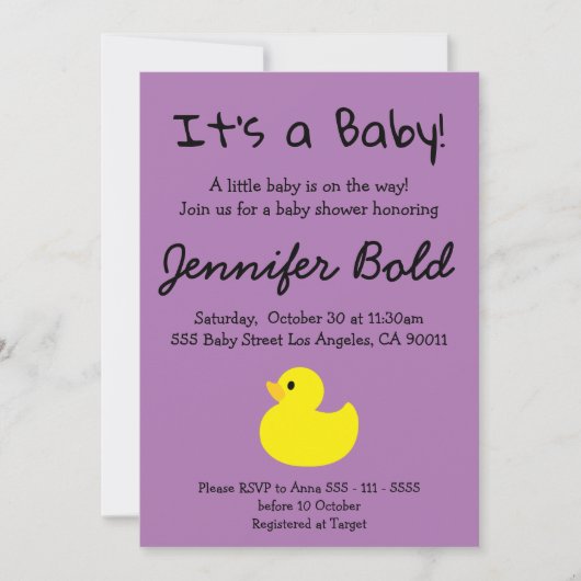 Yellow Duck Baby shower Invitation Kaart (Voorkant)