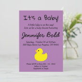 Yellow Duck Baby shower Invitation Kaart (Staand voorkant)