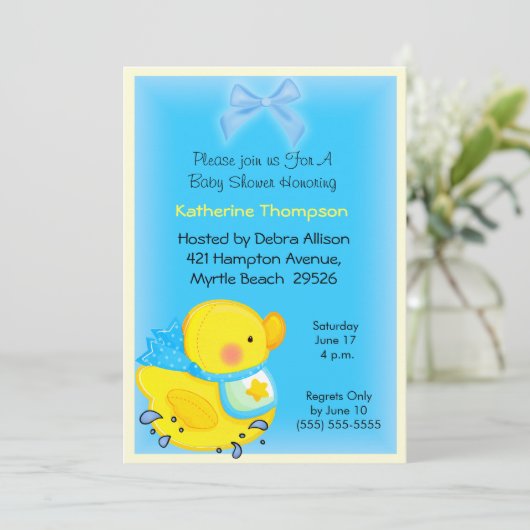 Yellow Duck Baby shower Invitation Kaart (Staand voorkant)