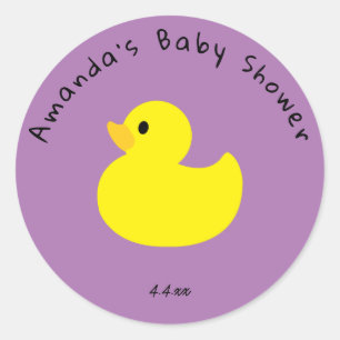 Yellow Duck - Baby shower Ronde Sticker