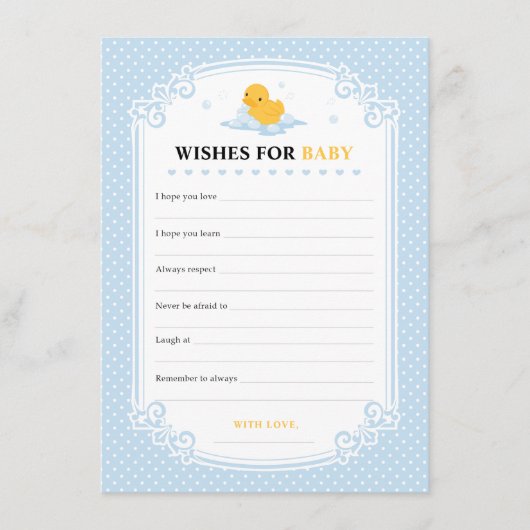 Yellow Duck Bubble Bath Wishes voor Baby Game Kaar Advieskaart (Voorkant)
