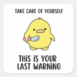 Yellow Duck Caption Grappige quote Gezegden Vierkante Sticker