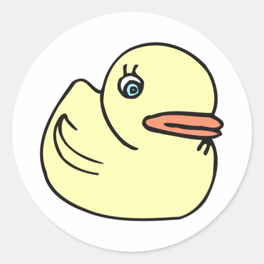 Yellow Duck Cartoon Drawn Ronde Sticker (Voorkant)