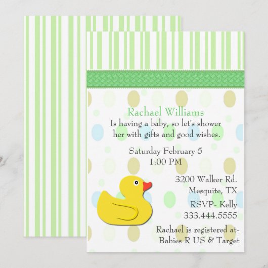 Yellow Duck Colorful Baby shower Invitation Kaart (Voorkant / Achterkant)