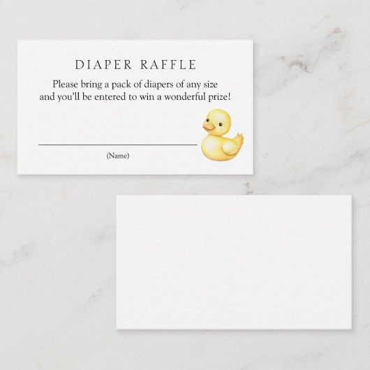 Yellow Duck Diaper Raffle Baby shower Informatiekaartje (Voorkant / Achterkant)