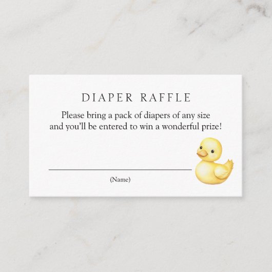 Yellow Duck Diaper Raffle Baby shower Informatiekaartje (Voorkant)