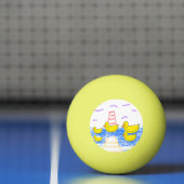 Yellow Duck Family Lighthouse Pier Ping Pong Ball (Net)
