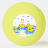 Yellow Duck Family Lighthouse Pier Ping Pong Ball (Voorkant)