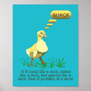 Yellow Duck Gezegde Quack Illustratie Poster