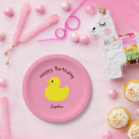 Yellow Duck Happy Birthday roze kleur