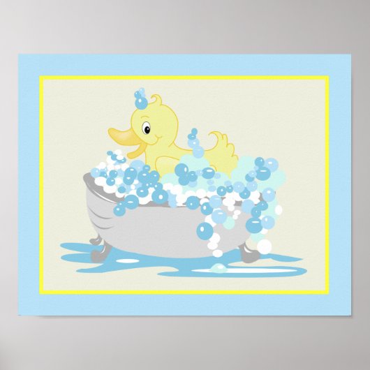 Yellow Duck in Tub Bathroom Art Print (Voorkant)