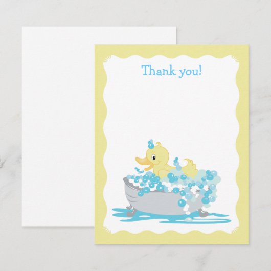 Yellow Duck in Tub Flat Notitiekaartje (Voorkant / Achterkant)