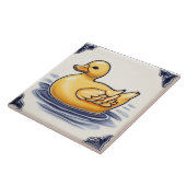 Yellow Duck Navy Donkerblauw en wit Tegeltje (Zijkant)