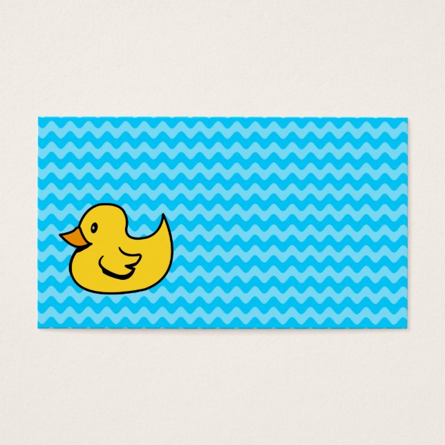 Yellow Duck op Aqua Waves Visitekaartjes (Voorkant)