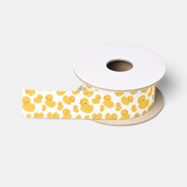 Yellow Duck Toss Print Satijnen Lint
