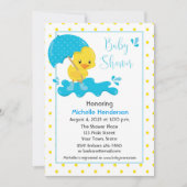 Yellow Duck, Umbrella en Polka Dots Baby shower Kaart (Voorkant)