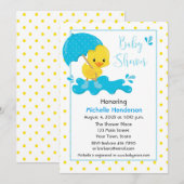 Yellow Duck, Umbrella en Polka Dots Baby shower Kaart (Voorkant / Achterkant)