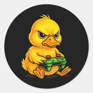 Yellow Duck Videogames Gamer Gaming Animal Boys Gi Ronde Sticker