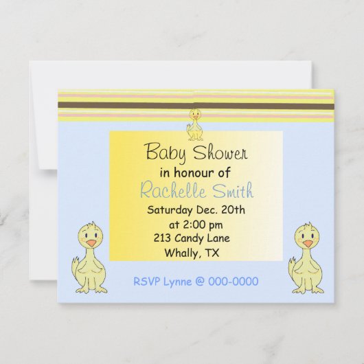 Yellow Duckie Baby shower Invitation Kaart (Voorkant)