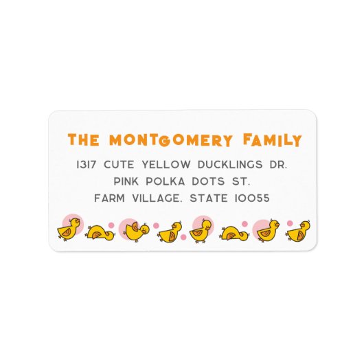 Yellow Duckies Roze Stippen Meisje Baby shower Adr Etiket (Voorkant)