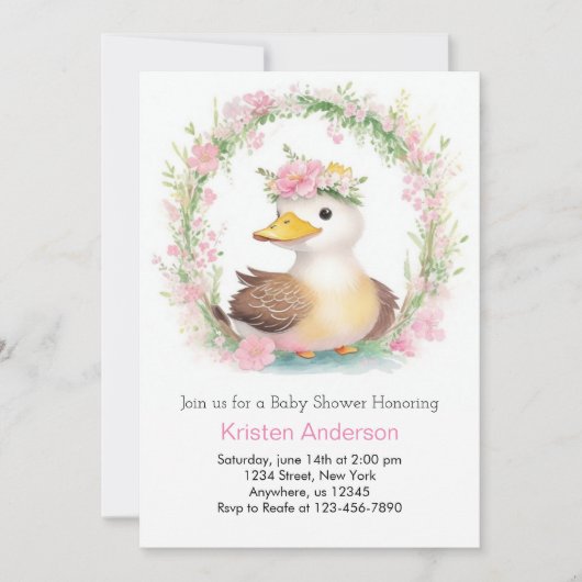 Yellow Duckling Dreams Meisje Baby shower Kaart (Voorkant)