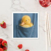 Yellow Duckling In a T-shirt Pocket Servet (Insitu)