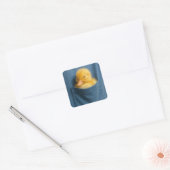 Yellow Duckling In a T-shirt Pocket Vierkante Sticker (Envelop)