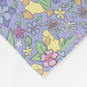 Yellow Duckling Kleurrijke Wilde bloemen Schattige Fleece Deken (Hoek)
