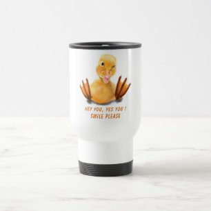 Yellow Duckling Playful Wink Travel Mug Smile Reisbeker