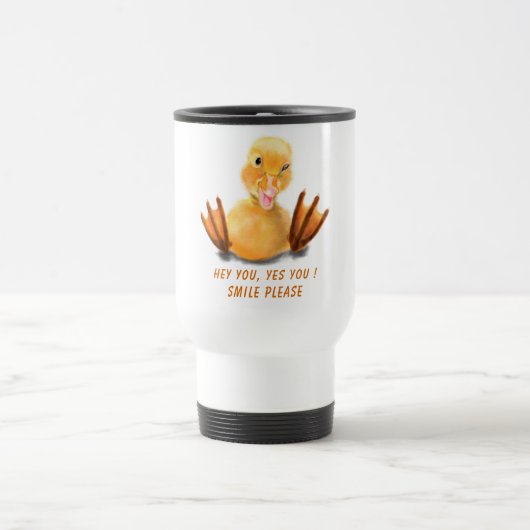 Yellow Duckling Playful Wink Travel Mug Smile Reisbeker (Center)