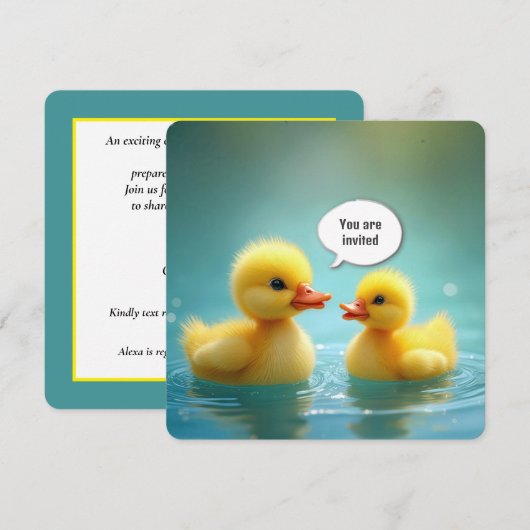 Yellow Ducklings Baby shower Kaart (Voorkant / Achterkant)