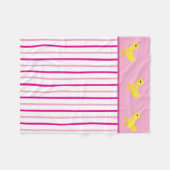 Yellow Ducks Pastel Bright Pink White Stripes Fleece Deken (Voorkant (Horizontaal))