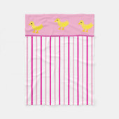 Yellow Ducks Pastel Bright Pink White Stripes Fleece Deken (Voorkant)