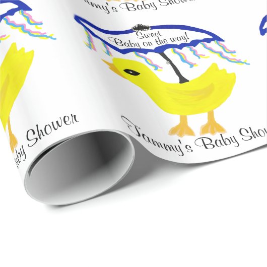Yellow Ducky Baby shower Paraplu Cadeaupapier (Rol Hoek)