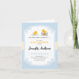 Yellow Ducky Bath Gevouwen Baby shower Uitnodiging