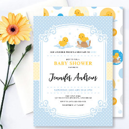 Yellow Ducky Bubble Bath Baby shower uitnodiging