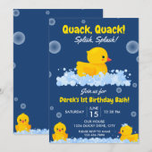 Yellow Ducky verjaardagsuitnodiging Kaart (Voorkant / Achterkant)