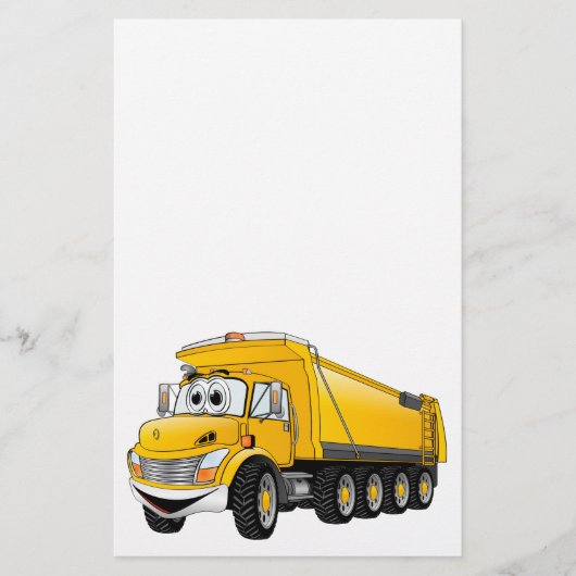 Yellow Dump Truck 10w Cartoon Briefpapier (Voorkant)