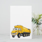 Yellow Dump Truck 10w Cartoon Briefpapier (Staand voorkant)