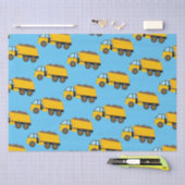 Yellow Dump Truck Art over Sky Blue Tissuepapier (Craft)